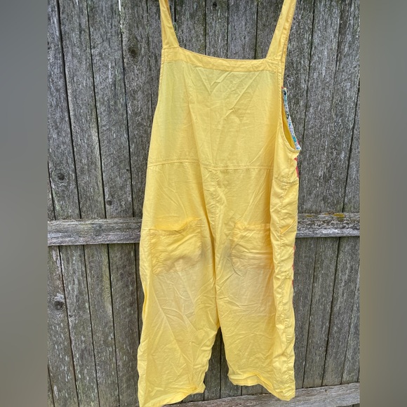Yellow harem style overalls with red stripes - Picture 2 of 5